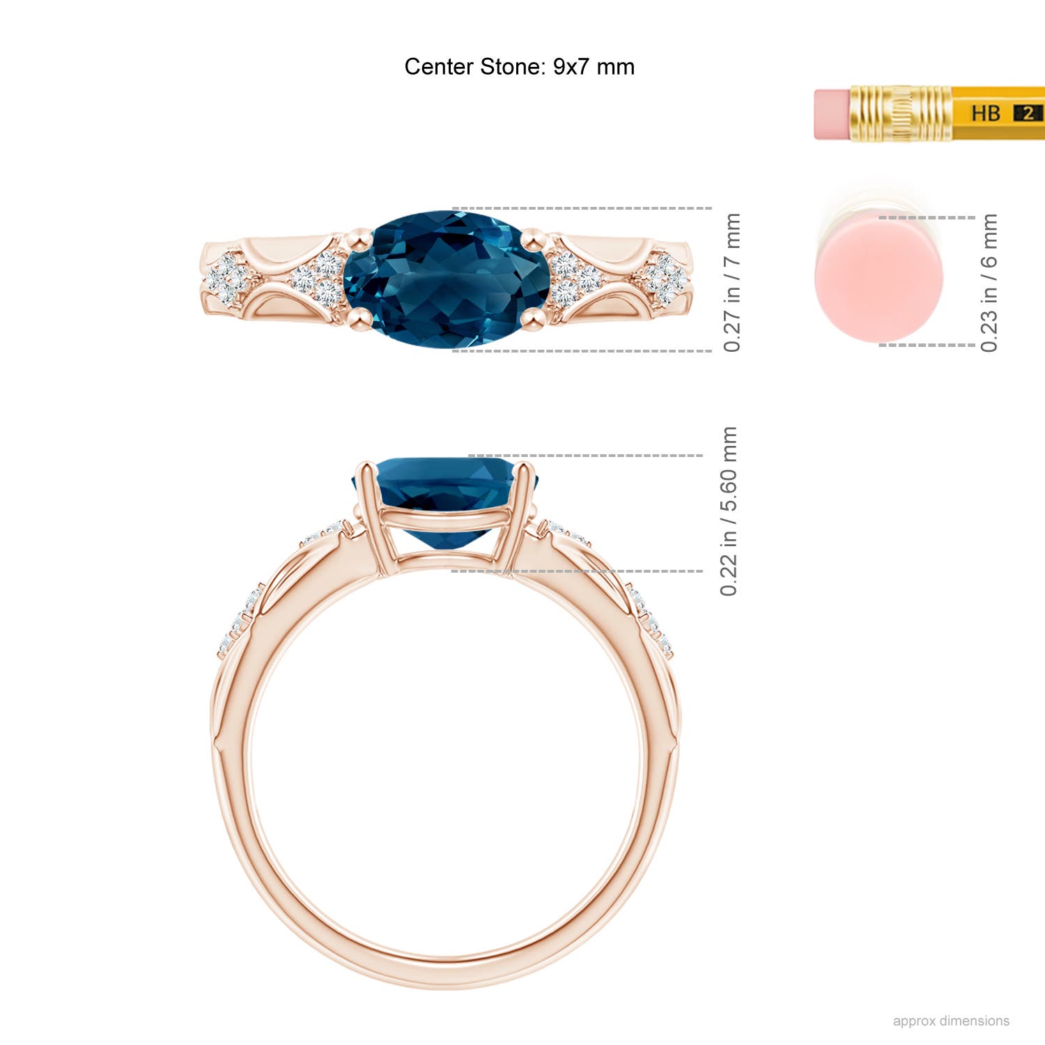 AAAA - London Blue Topaz / 2.33 CT / 14 KT Rose Gold