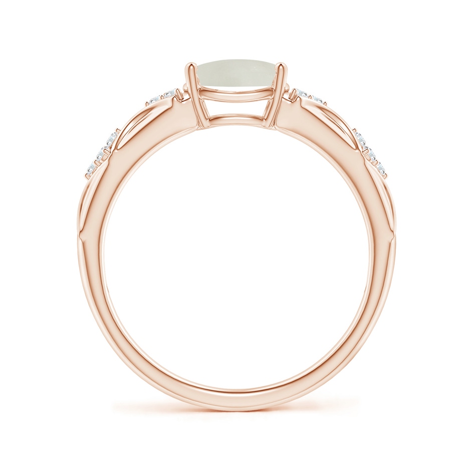 8x6mm AAA Oval Moonstone Vintage Style Ring with Diamond Accents in Rose Gold side-1