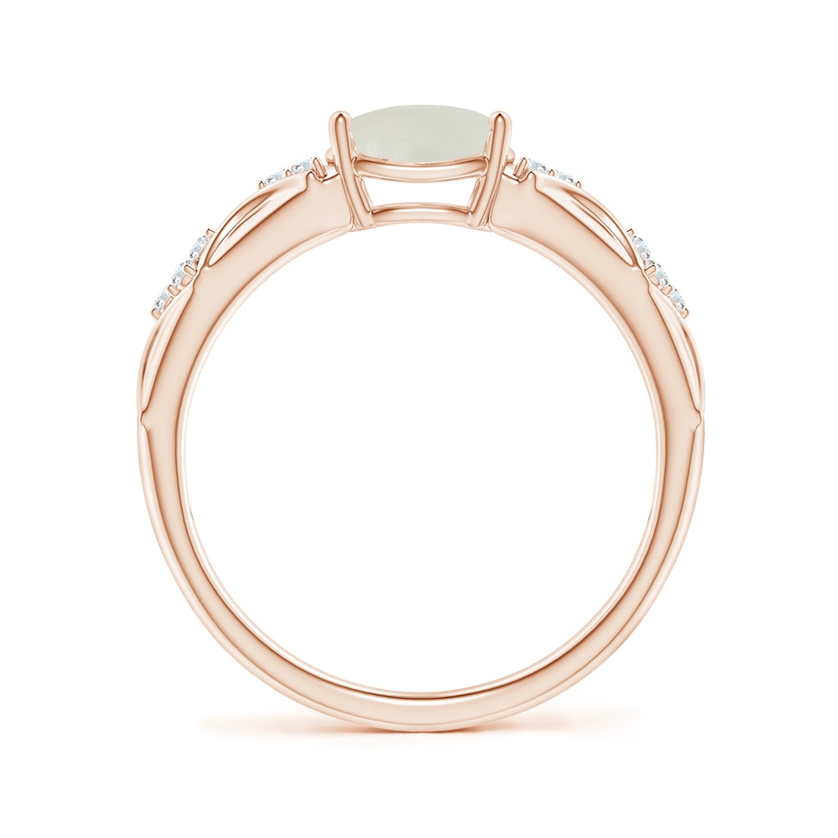 8x6mm AAAA Oval Moonstone Vintage Style Ring with Diamond Accents in 9K Rose Gold side-1