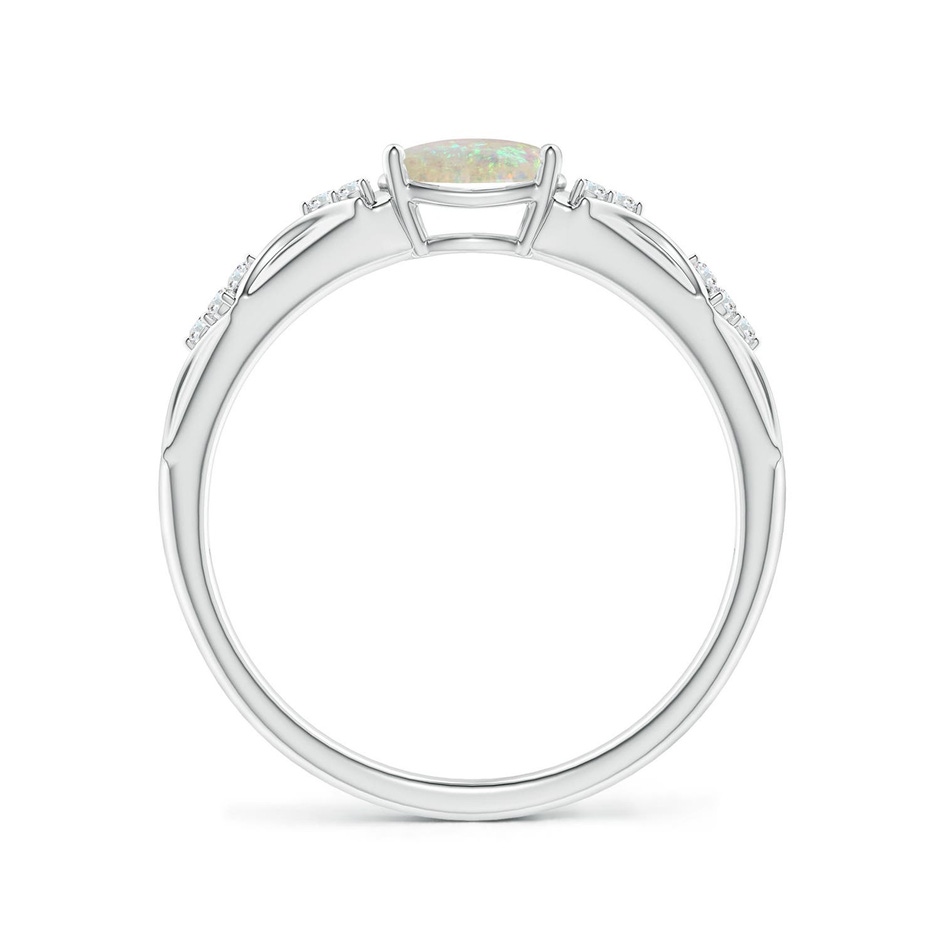 7x5mm AAA Oval Opal Vintage Style Ring with Diamond Accents in P950 Platinum side 199