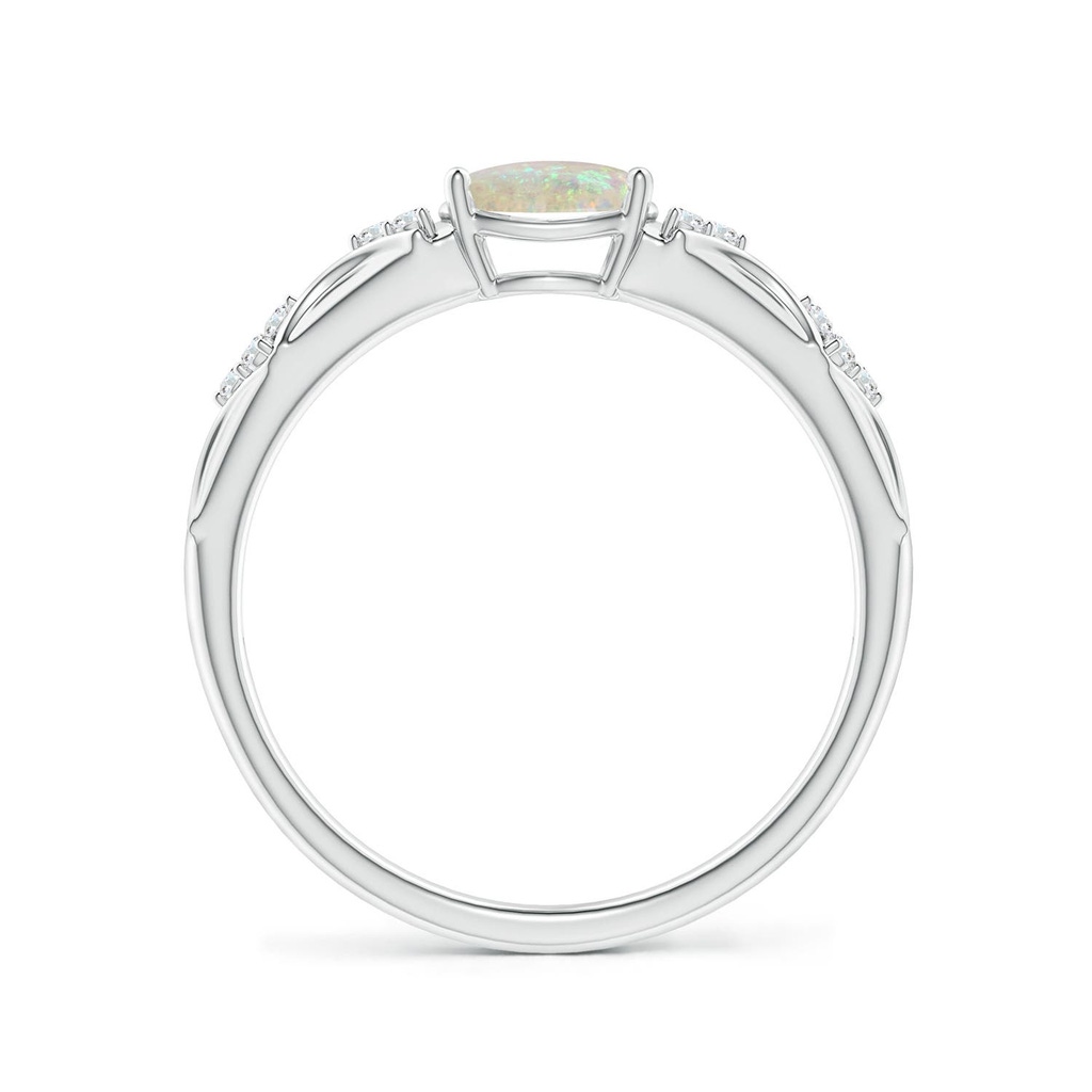 7x5mm AAA Oval Opal Vintage Style Ring with Diamond Accents in White Gold - side 199