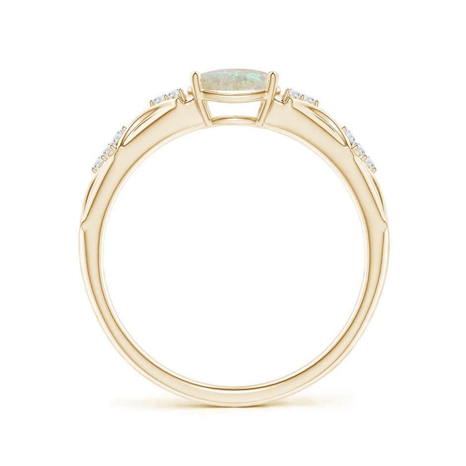 7x5mm AAA Oval Opal Vintage Style Ring with Diamond Accents in Yellow Gold side 199