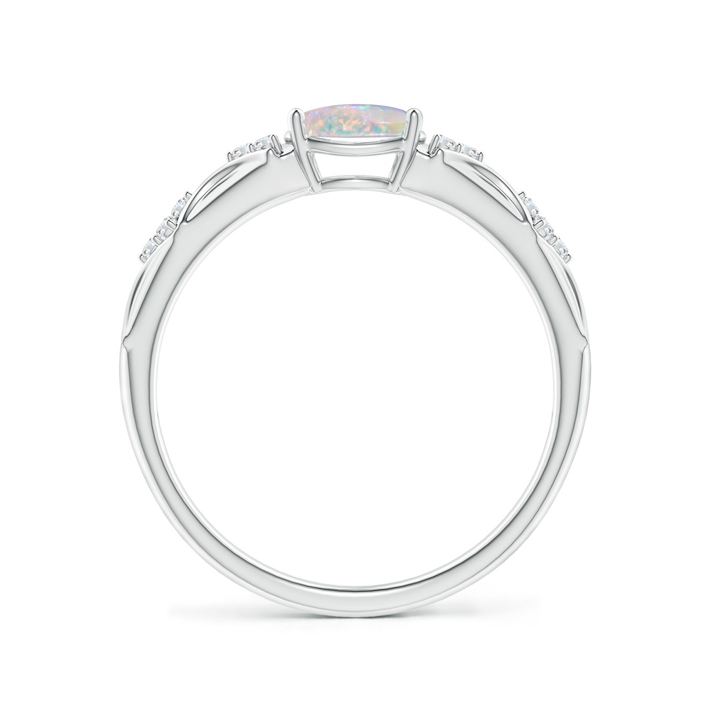 7x5mm AAAA Oval Opal Vintage Style Ring with Diamond Accents in P950 Platinum - Side_1