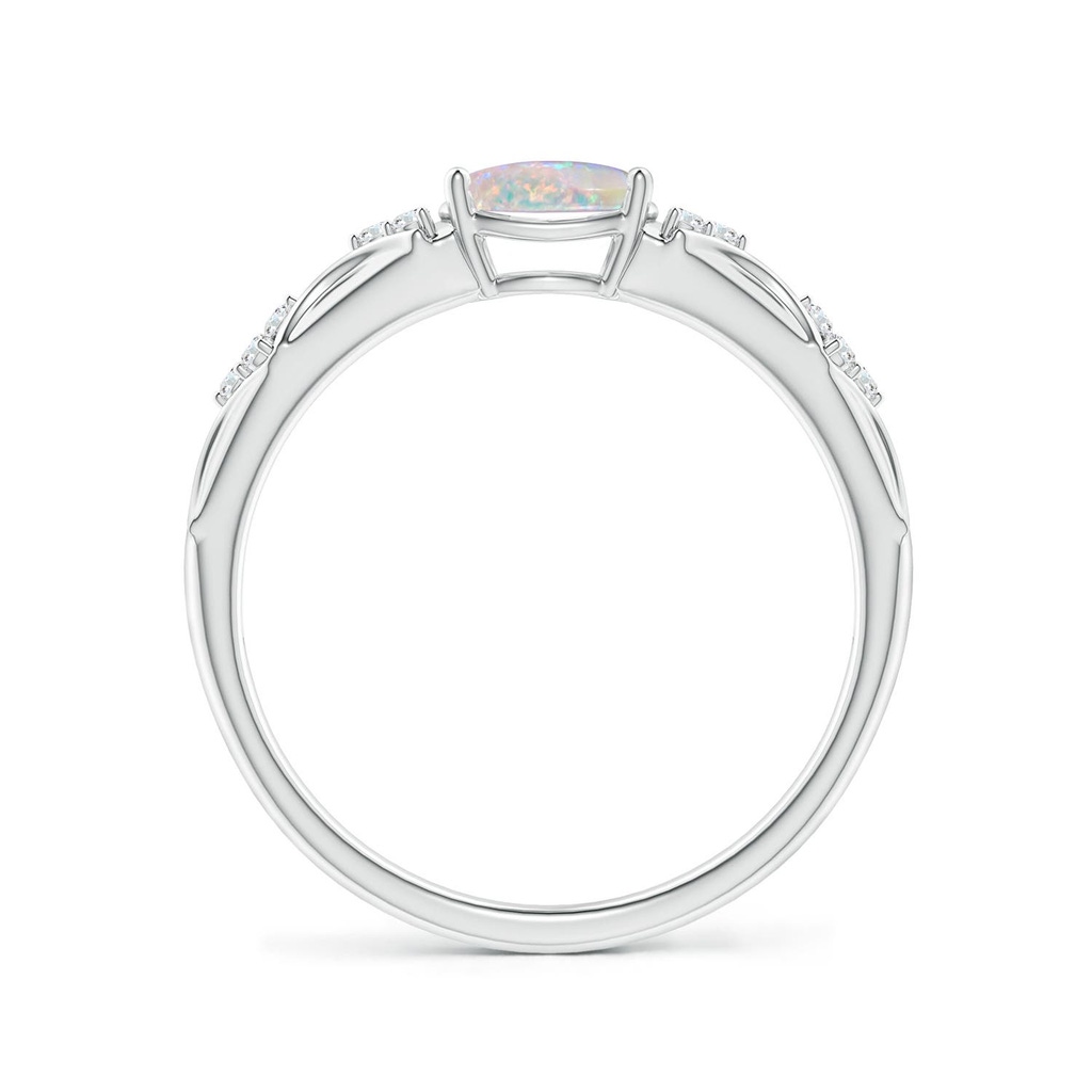 7x5mm AAAA Oval Opal Vintage Style Ring with Diamond Accents in P950 Platinum - side 199