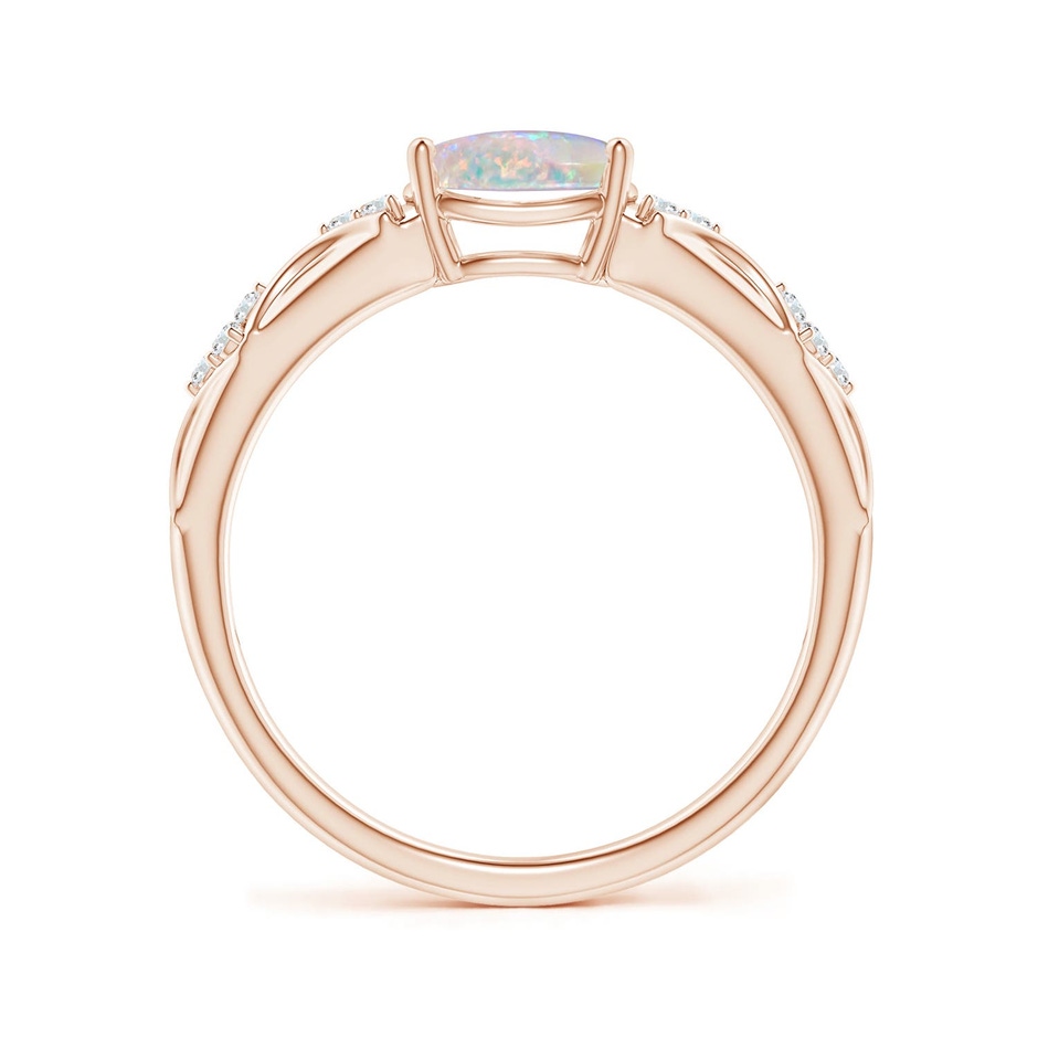 8x6mm AAAA Oval Opal Vintage Style Ring with Diamond Accents in 18K Rose Gold side 199