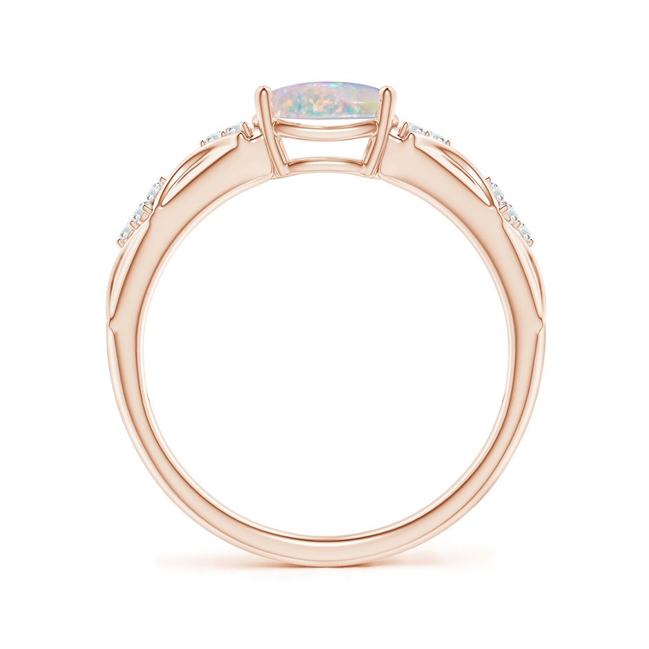 8x6mm AAAA Oval Opal Vintage Style Ring with Diamond Accents in Rose Gold side-1