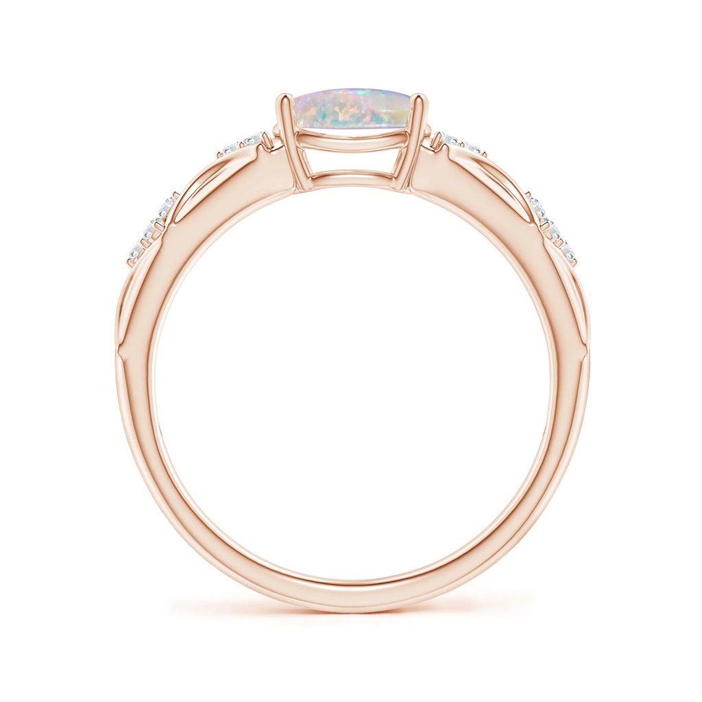 8x6mm AAAA Oval Opal Vintage Style Ring with Diamond Accents in Rose Gold - side 199