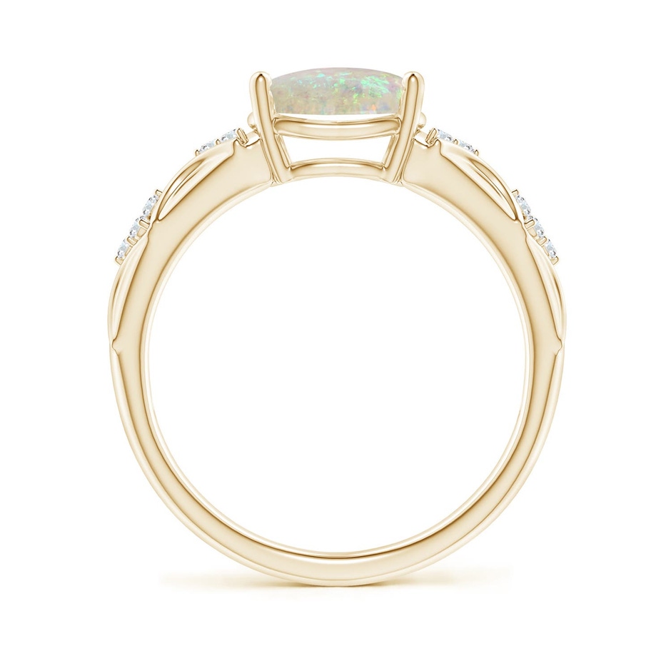 9x7mm AAA Oval Opal Vintage Style Ring with Diamond Accents in Yellow Gold side 199
