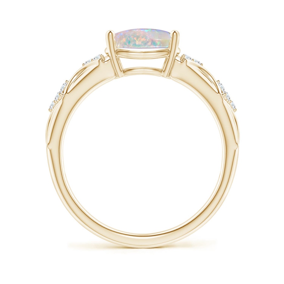 9x7mm AAAA Oval Opal Vintage Style Ring with Diamond Accents in 18K Yellow Gold side 199