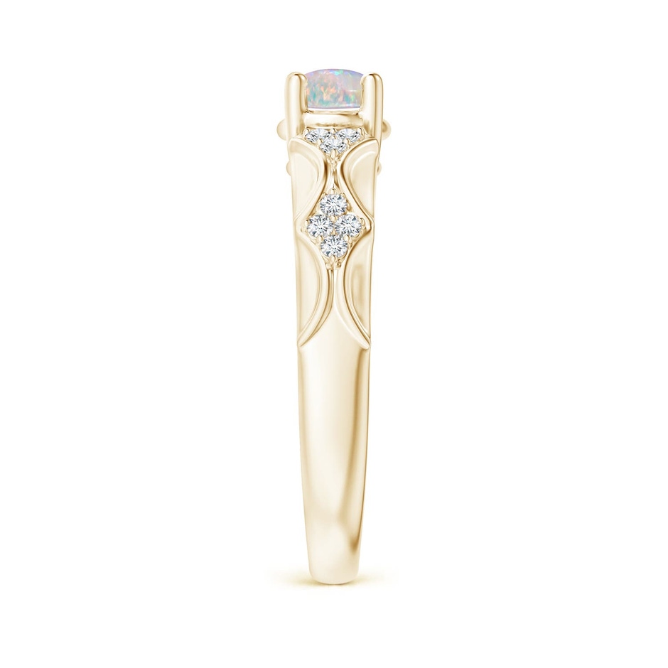 9x7mm AAAA Oval Opal Vintage Style Ring with Diamond Accents in 18K Yellow Gold side 299