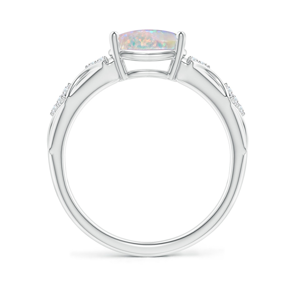 9x7mm AAAA Oval Opal Vintage Style Ring with Diamond Accents in White Gold Side-1