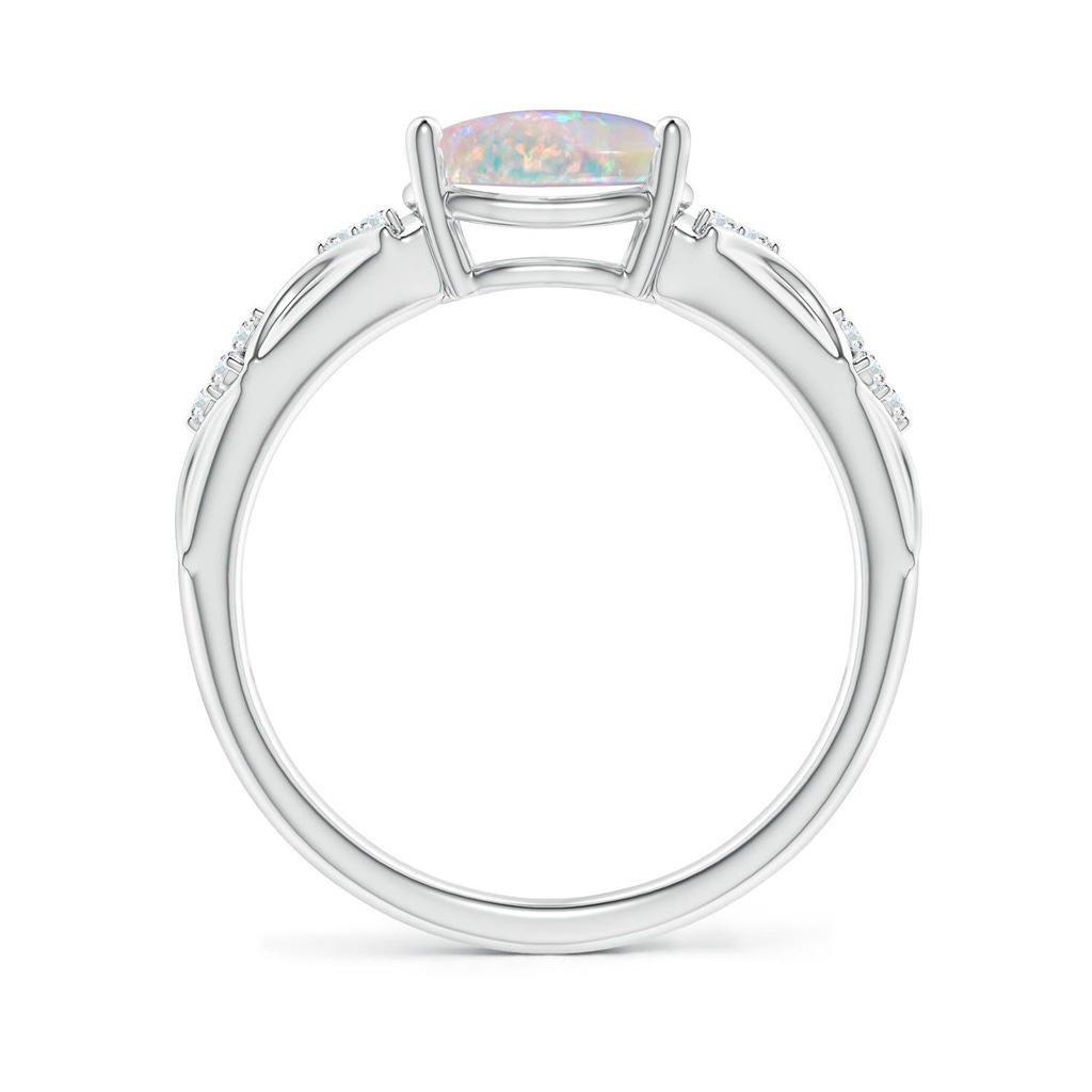 9x7mm AAAA Oval Opal Vintage Style Ring with Diamond Accents in White Gold - side 199