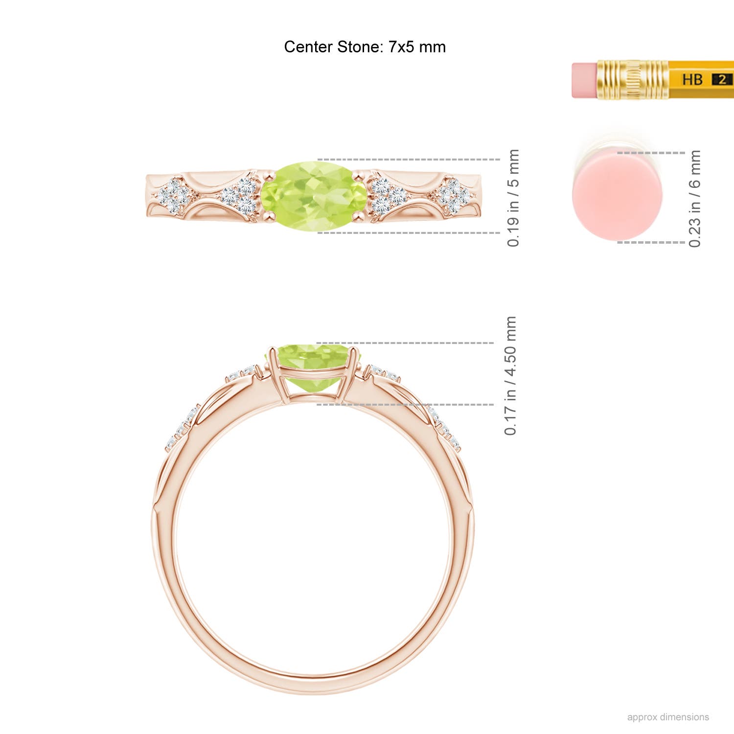 A - Peridot / 0.89 CT / 14 KT Rose Gold