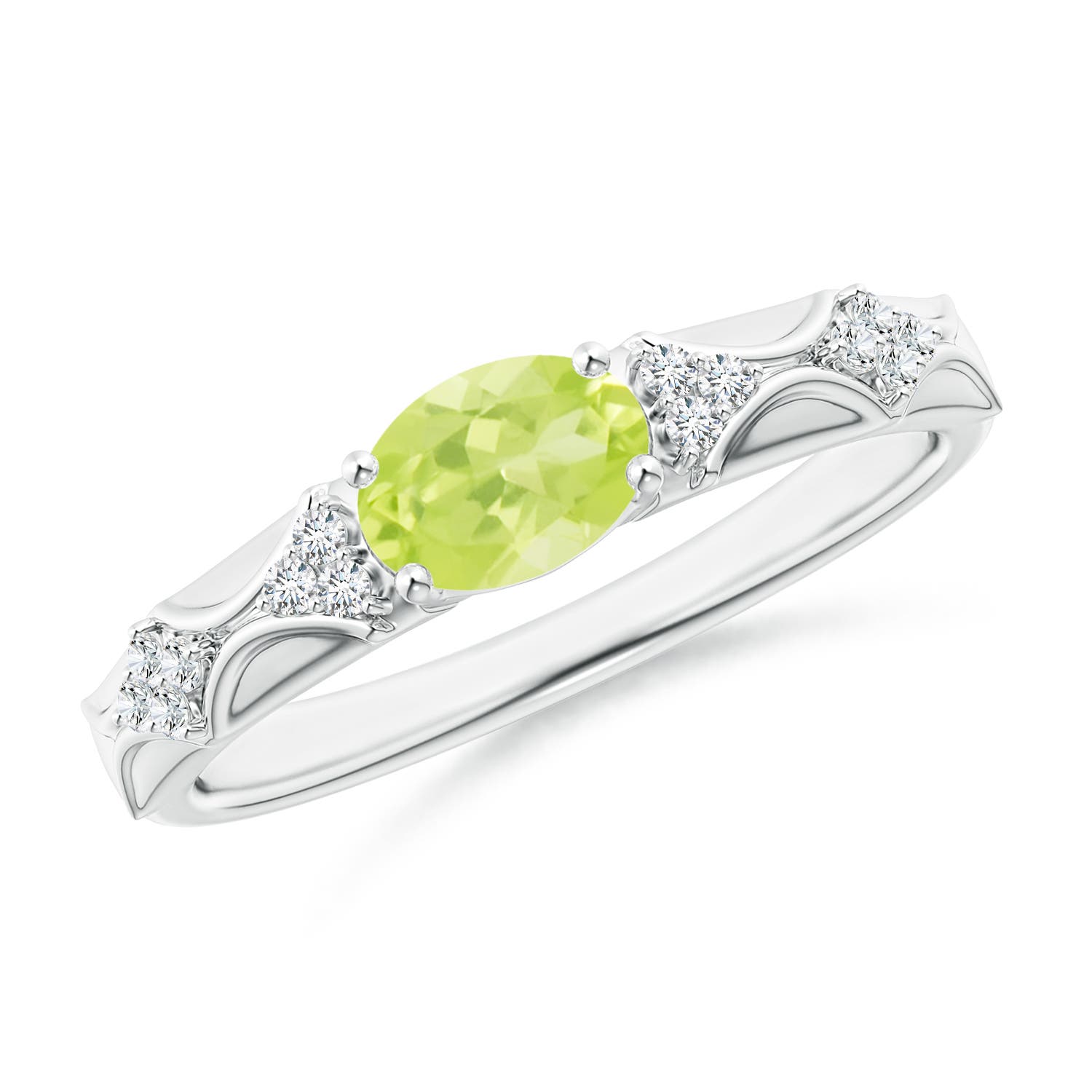 A - Peridot / 0.89 CT / 14 KT White Gold