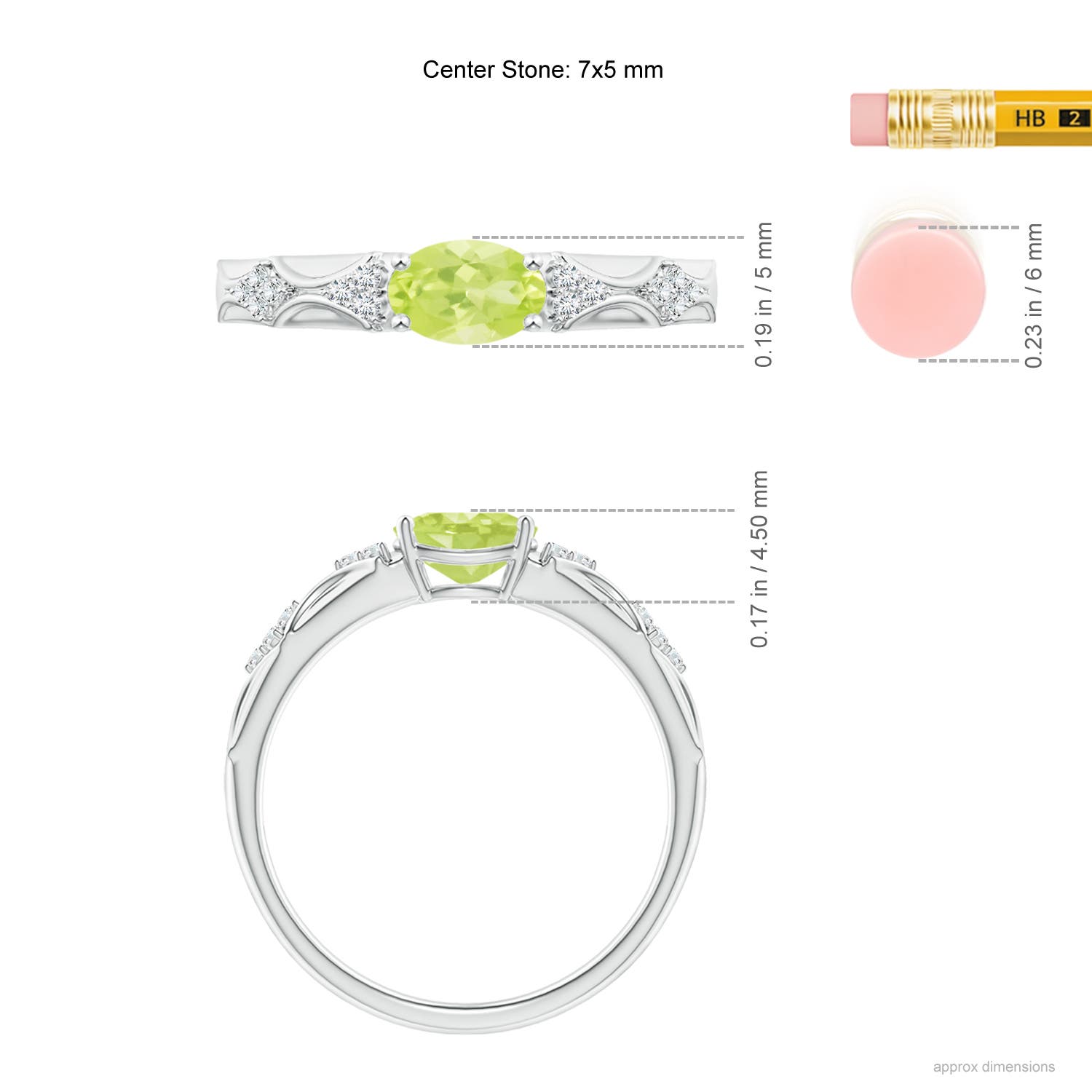 A - Peridot / 0.89 CT / 14 KT White Gold