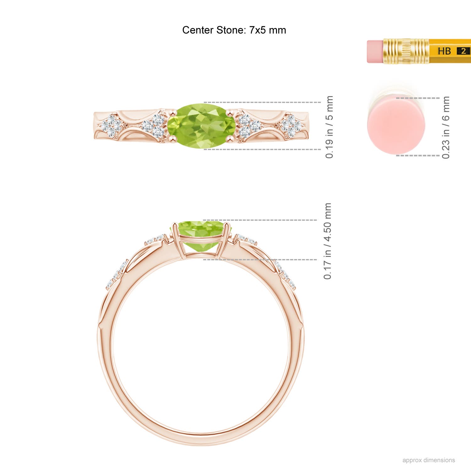 AA - Peridot / 0.89 CT / 14 KT Rose Gold