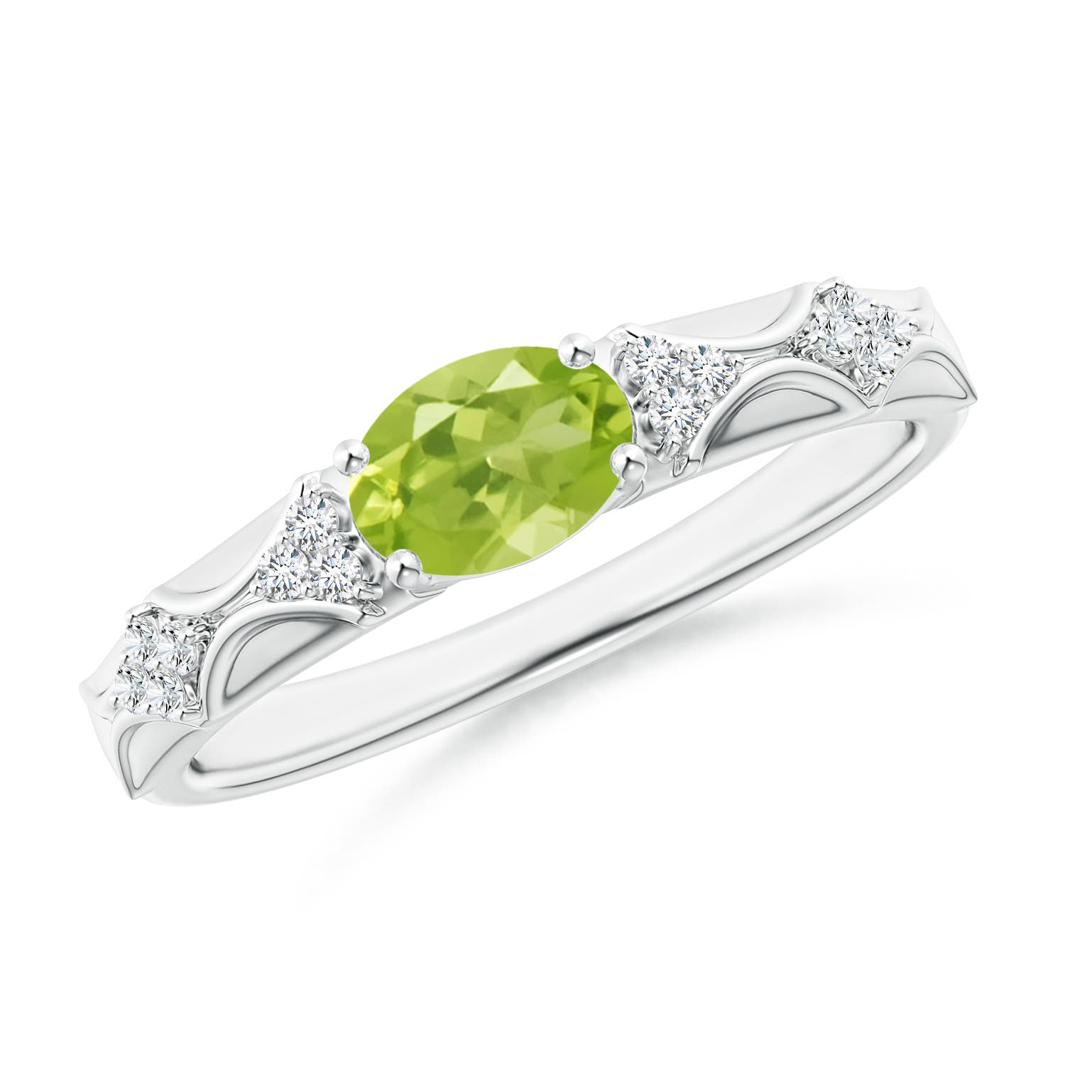 AA - Peridot / 0.89 CT / 14 KT White Gold