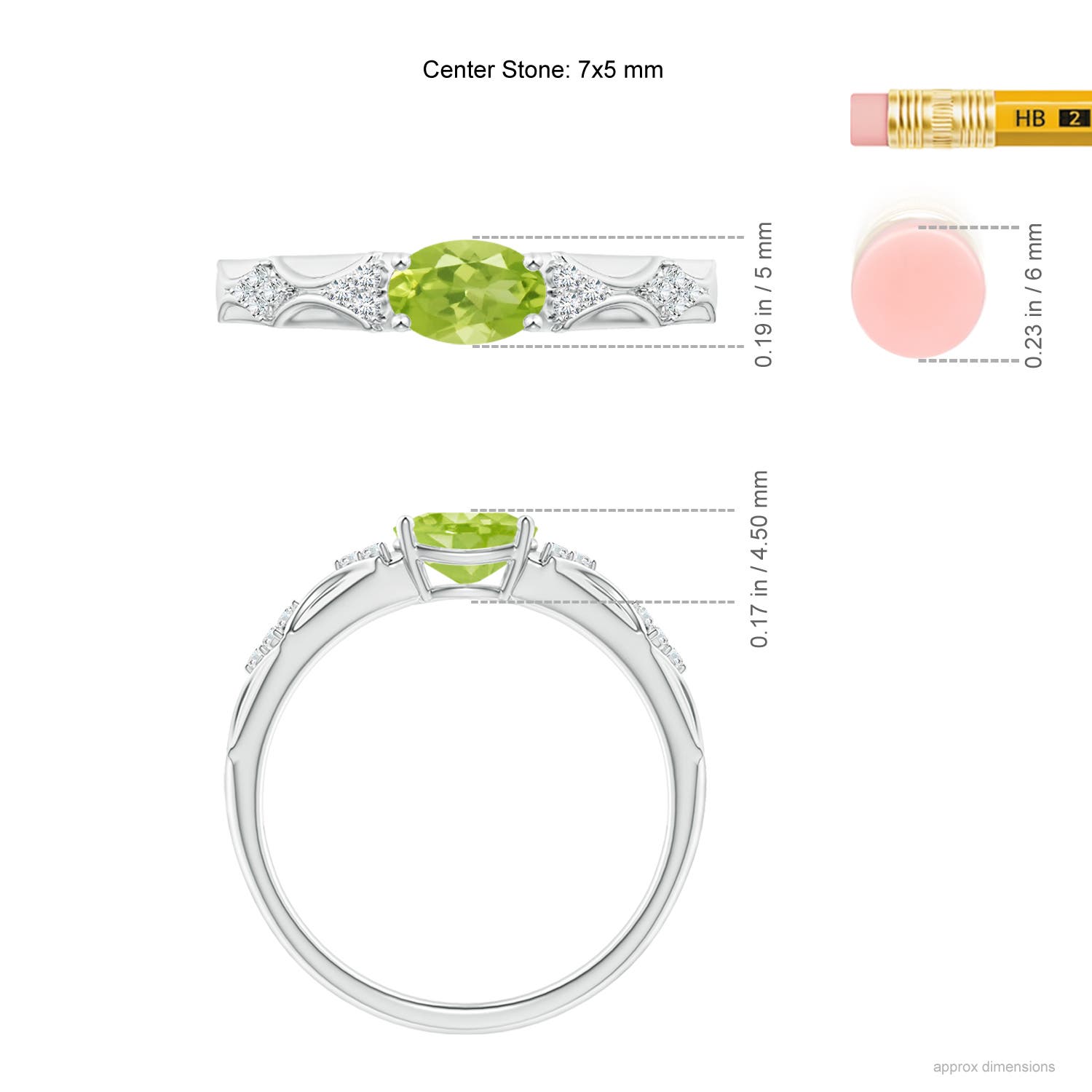 AA - Peridot / 0.89 CT / 14 KT White Gold