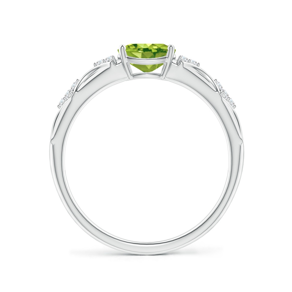 7x5mm AAA Oval Peridot Vintage Style Ring with Diamond Accents in 10K White Gold side-1