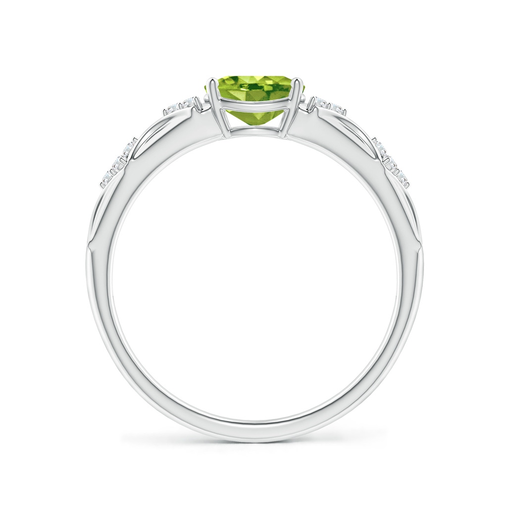 7x5mm AAA Oval Peridot Vintage Style Ring with Diamond Accents in White Gold - side_1