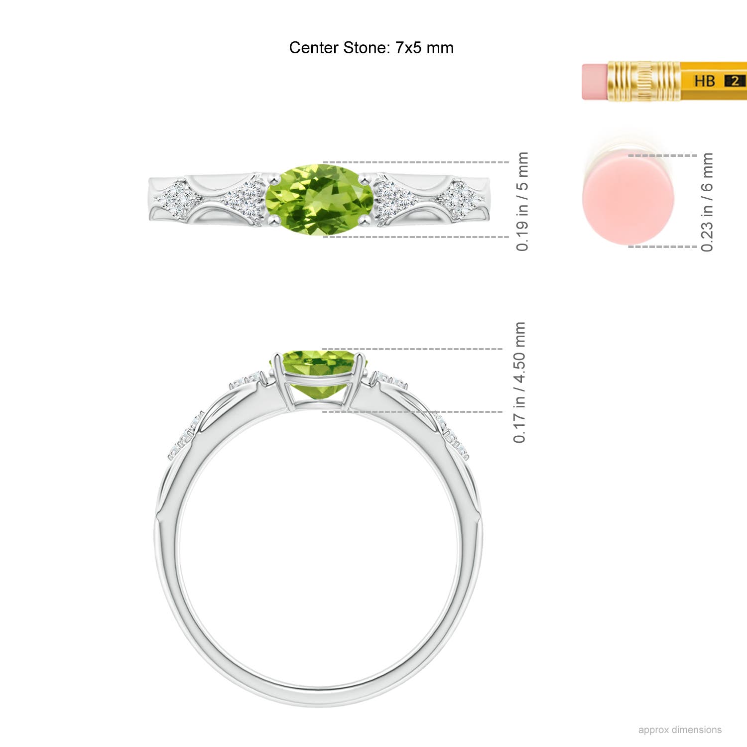 AAA - Peridot / 0.89 CT / 14 KT White Gold