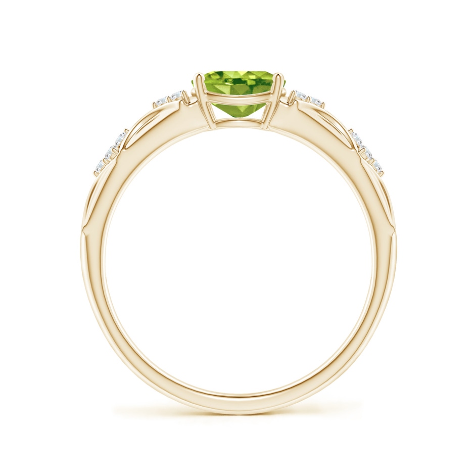 7x5mm AAA Oval Peridot Vintage Style Ring with Diamond Accents in Yellow Gold side-1