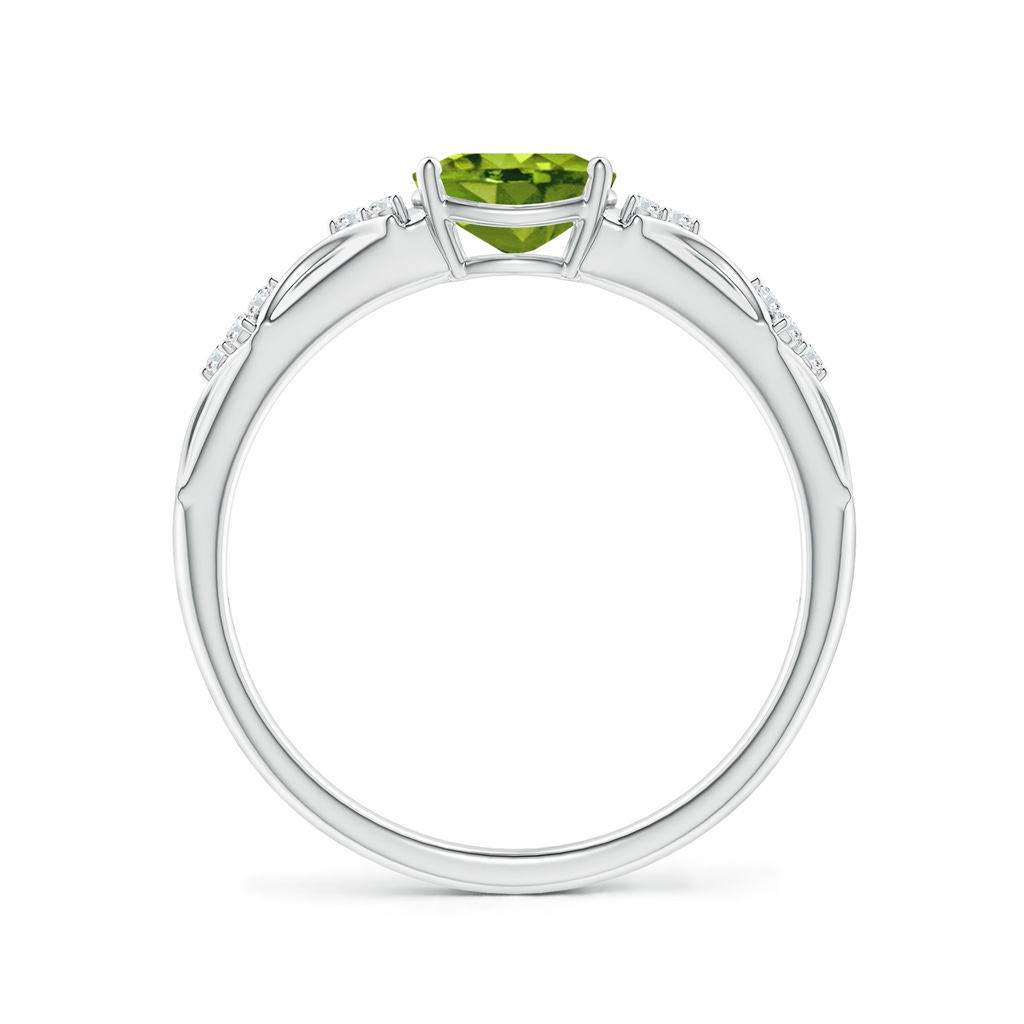 7x5mm AAAA Oval Peridot Vintage Style Ring with Diamond Accents in P950 Platinum - side_1