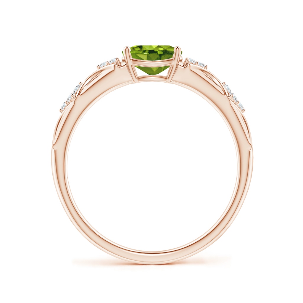 7x5mm AAAA Oval Peridot Vintage Style Ring with Diamond Accents in Rose Gold - side_1