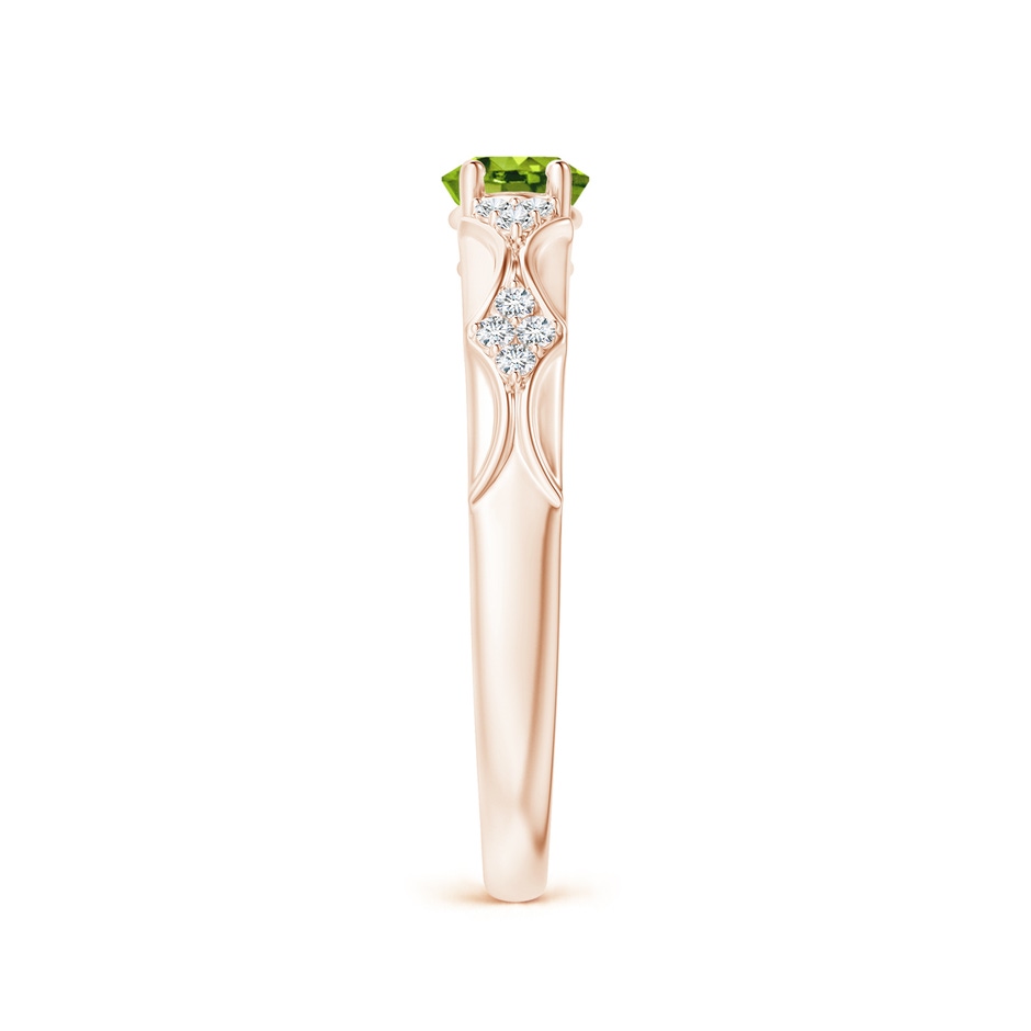 7x5mm AAAA Oval Peridot Vintage Style Ring with Diamond Accents in Rose Gold side-2