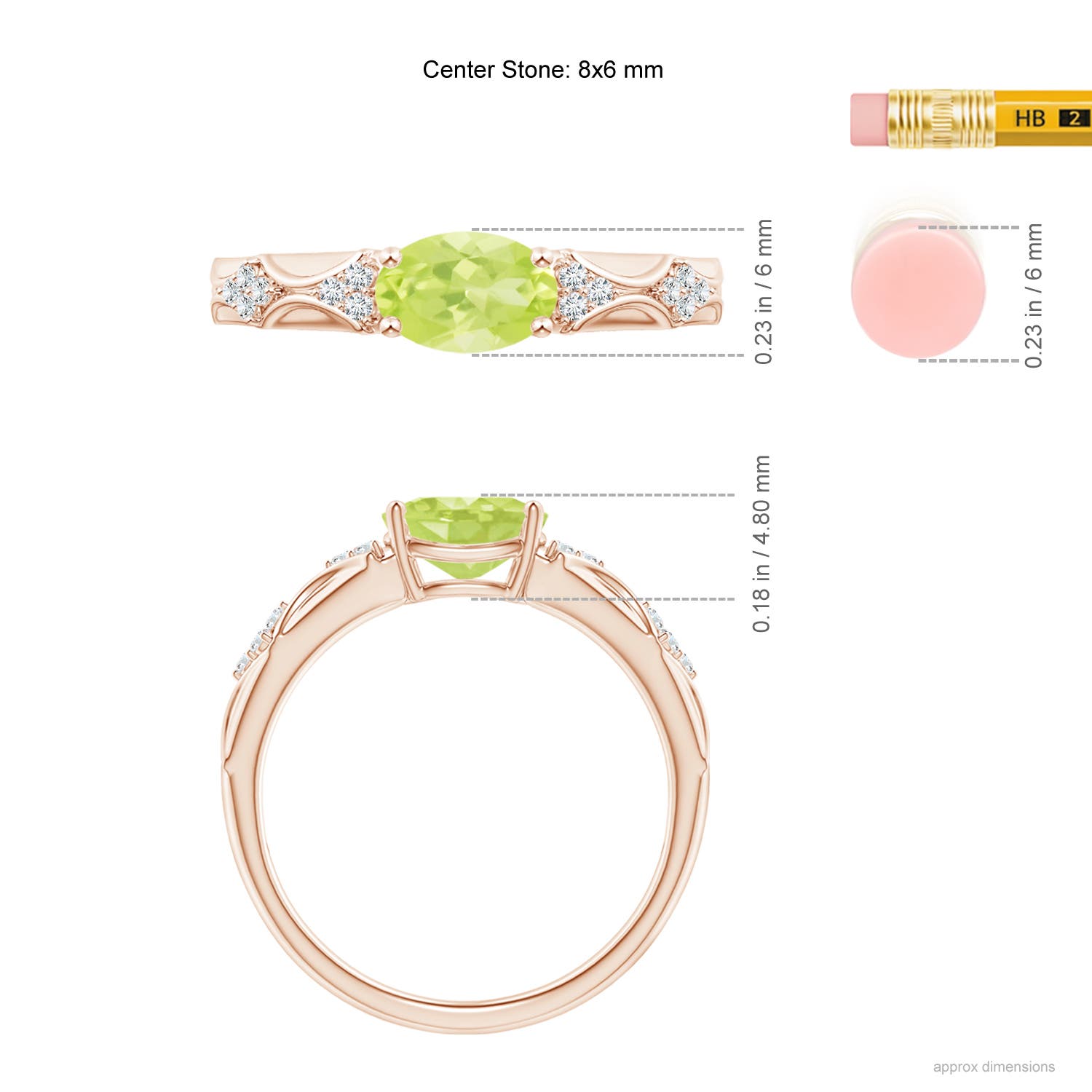 A - Peridot / 1.42 CT / 14 KT Rose Gold