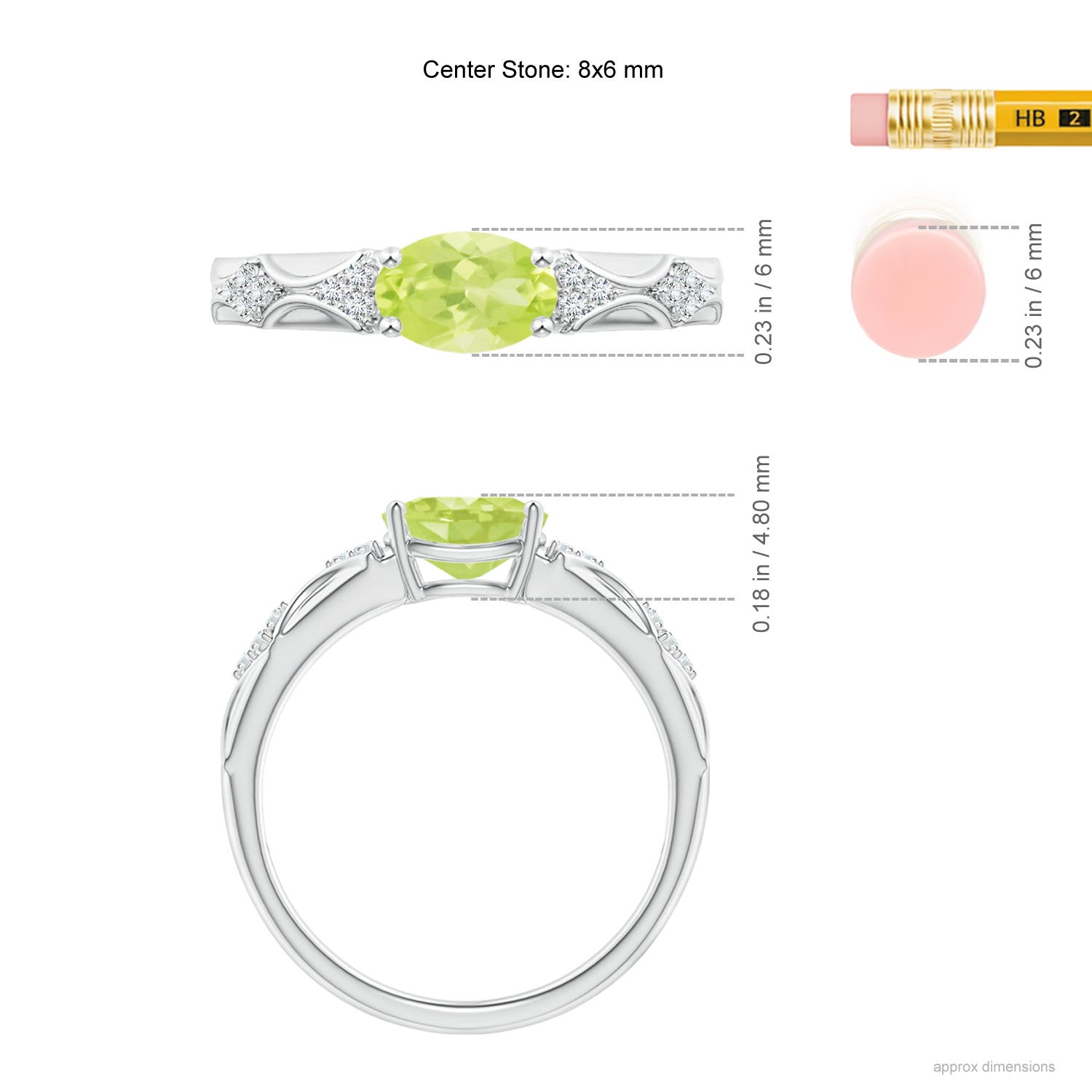 A - Peridot / 1.42 CT / 14 KT White Gold