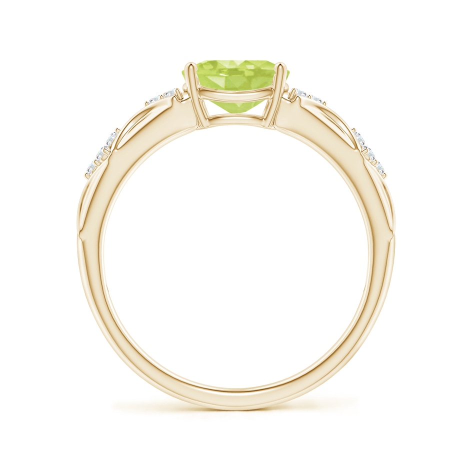 8x6mm A Oval Peridot Vintage Style Ring with Diamond Accents in Yellow Gold side-1