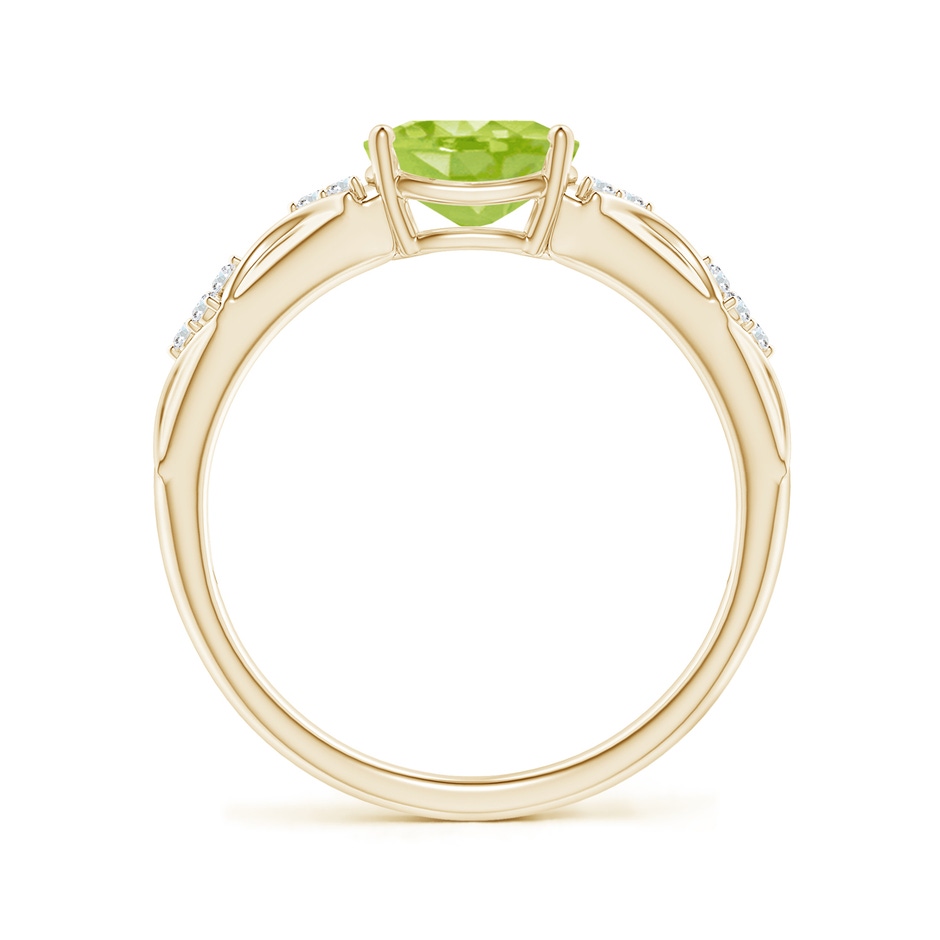 8x6mm AA Oval Peridot Vintage Style Ring with Diamond Accents in Yellow Gold side-1