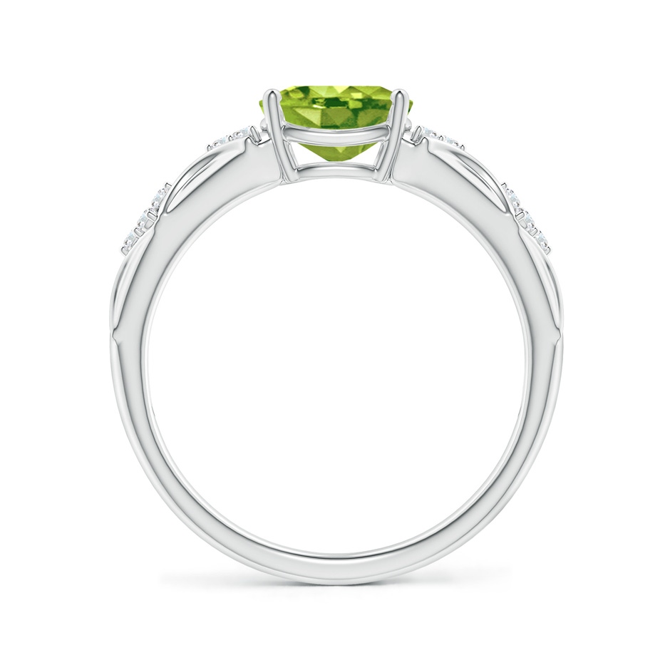 8x6mm AAA Oval Peridot Vintage Style Ring with Diamond Accents in White Gold side-1