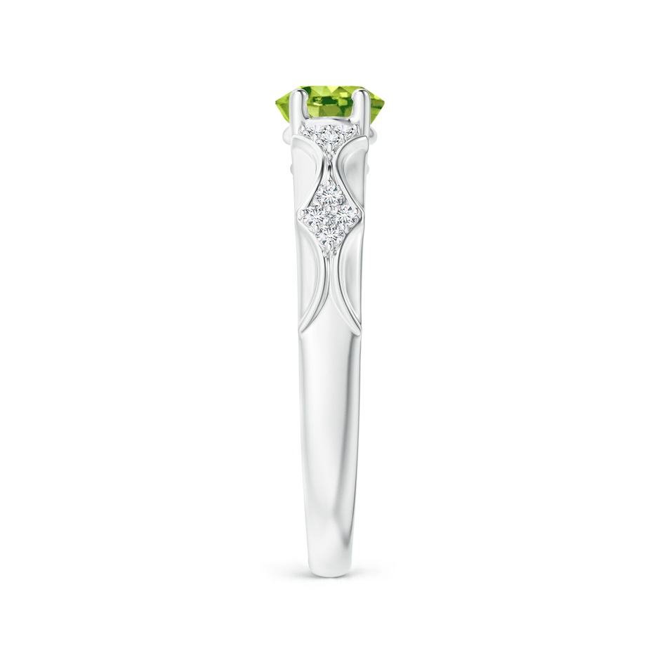 8x6mm AAA Oval Peridot Vintage Style Ring with Diamond Accents in White Gold side-2