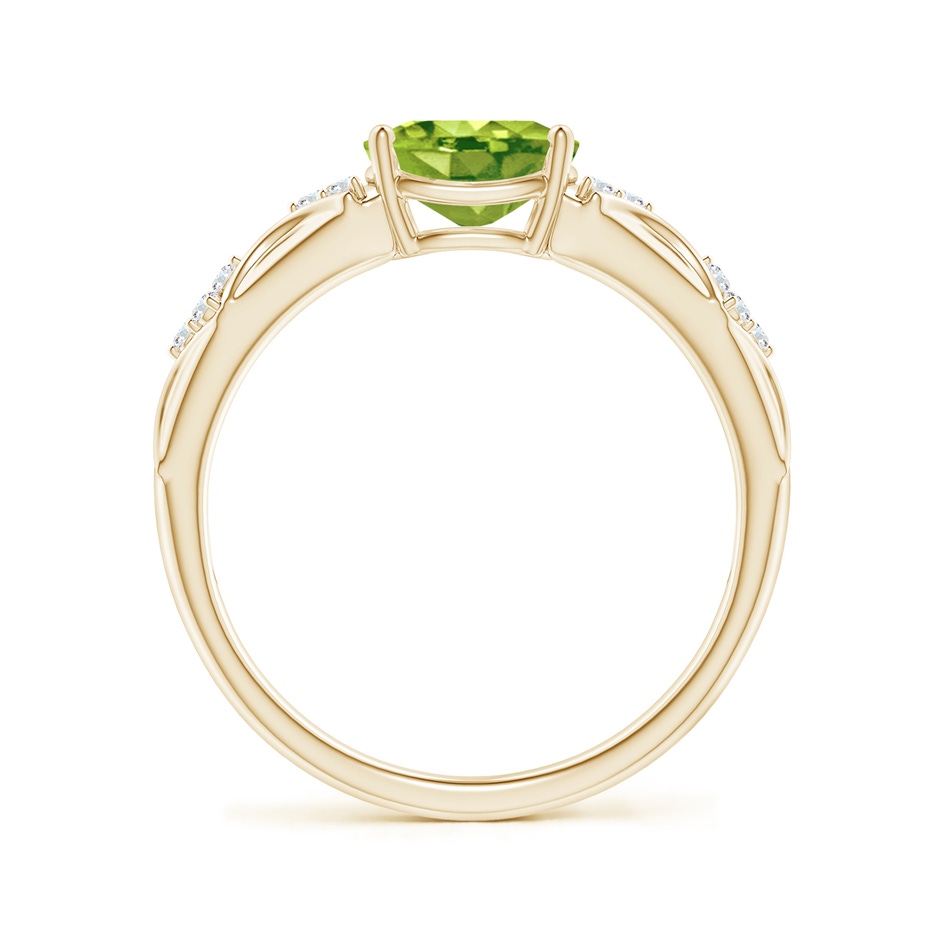 8x6mm AAA Oval Peridot Vintage Style Ring with Diamond Accents in Yellow Gold side-1