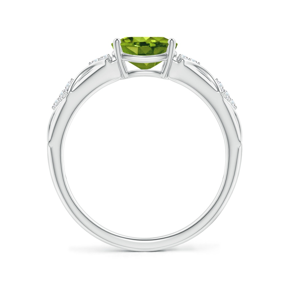 8x6mm AAAA Oval Peridot Vintage Style Ring with Diamond Accents in P950 Platinum side-1