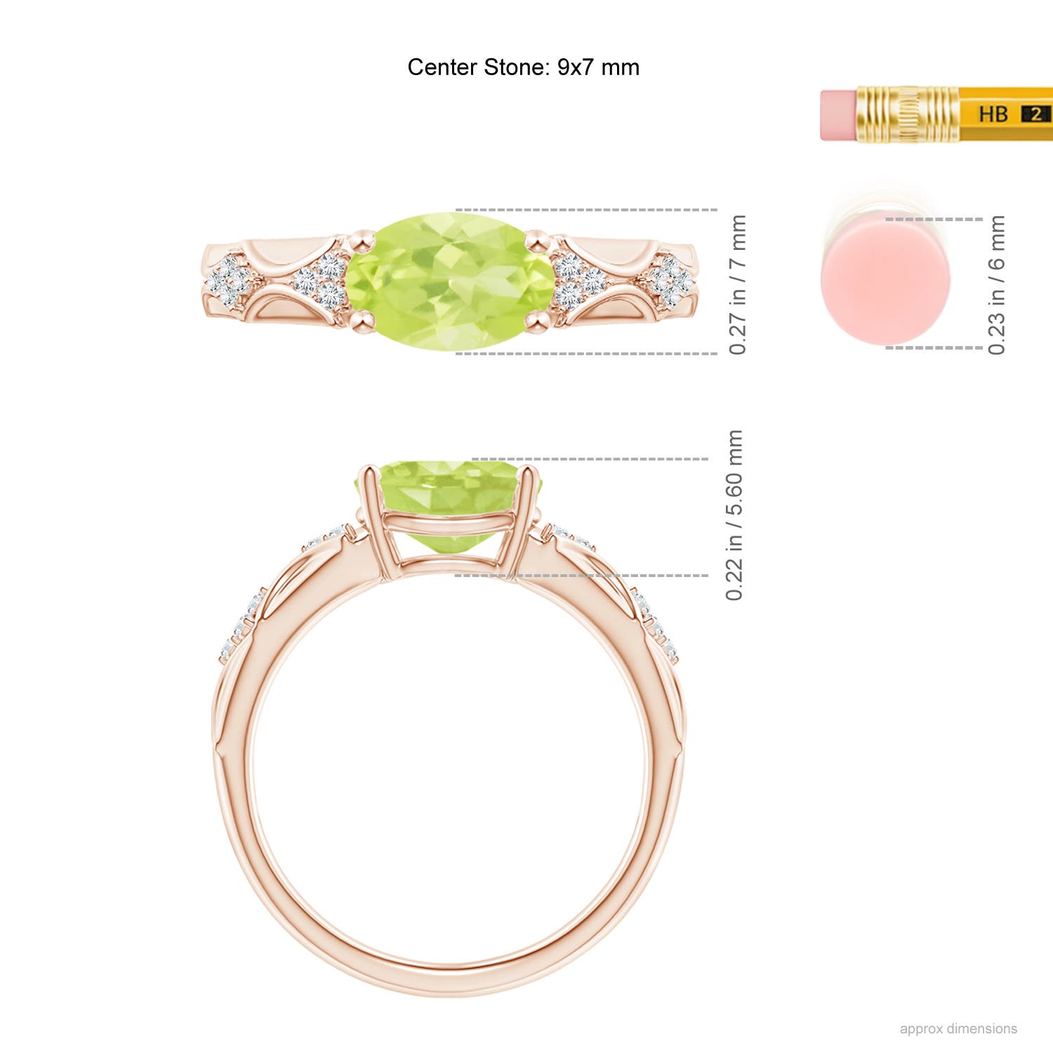 A - Peridot / 1.98 CT / 14 KT Rose Gold