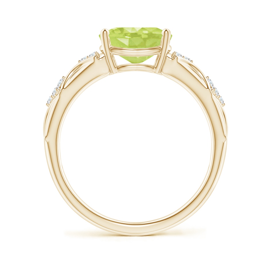 9x7mm A Oval Peridot Vintage Style Ring with Diamond Accents in Yellow Gold side-1