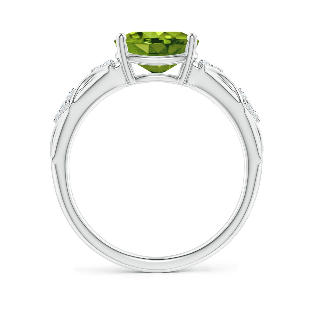 9x7mm AAAA Oval Peridot Vintage Style Ring with Diamond Accents in P950 Platinum Side-1