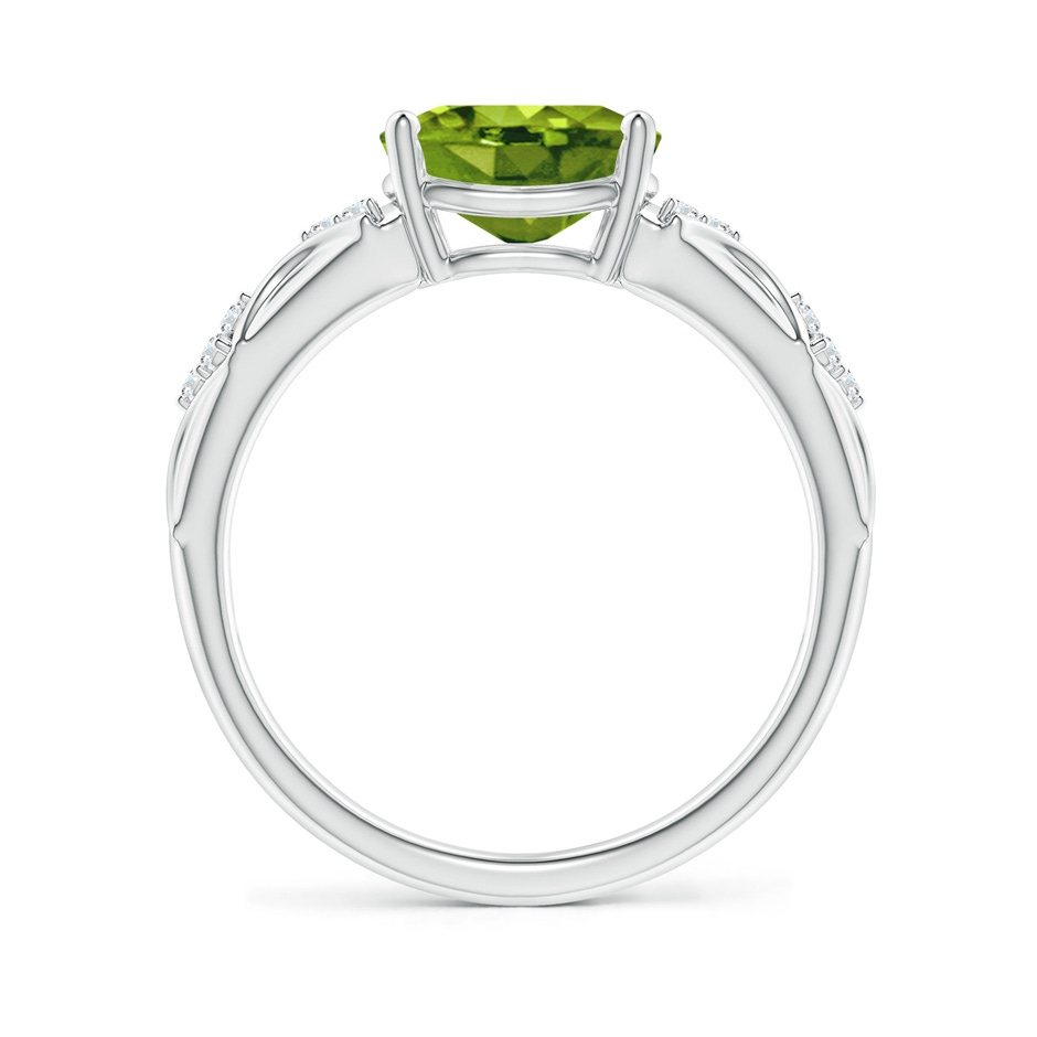 9x7mm AAAA Oval Peridot Vintage Style Ring with Diamond Accents in P950 Platinum side-1