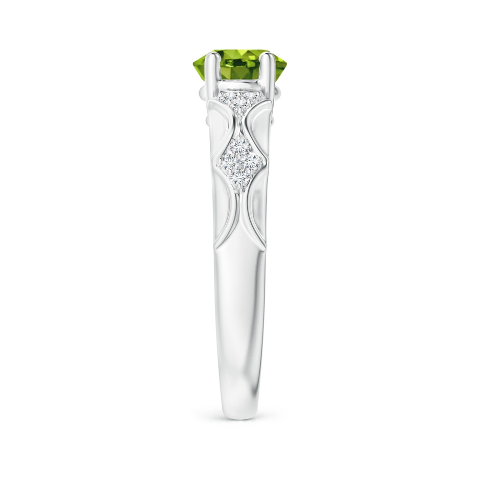 9x7mm AAAA Oval Peridot Vintage Style Ring with Diamond Accents in P950 Platinum side-2