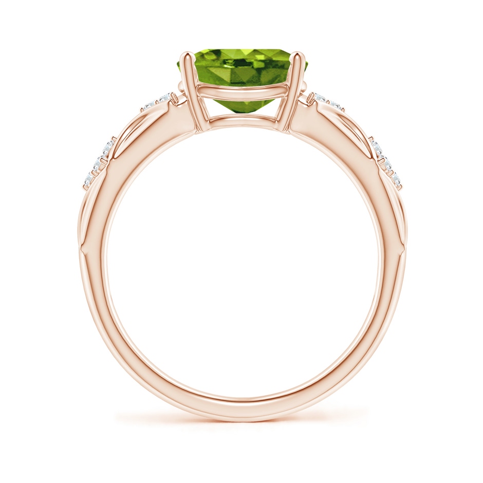 9x7mm AAAA Oval Peridot Vintage Style Ring with Diamond Accents in Rose Gold side-1