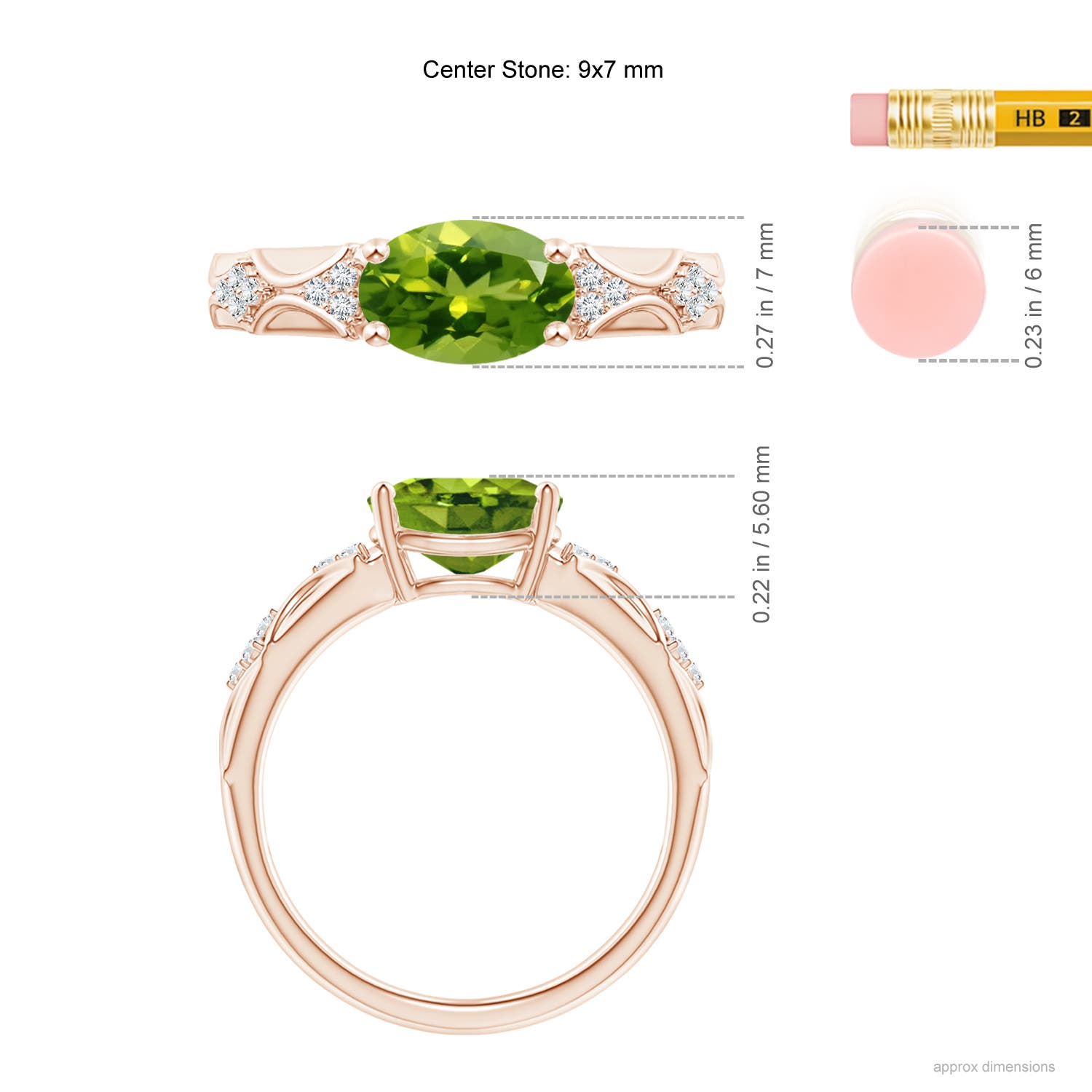 AAAA - Peridot / 1.98 CT / 14 KT Rose Gold