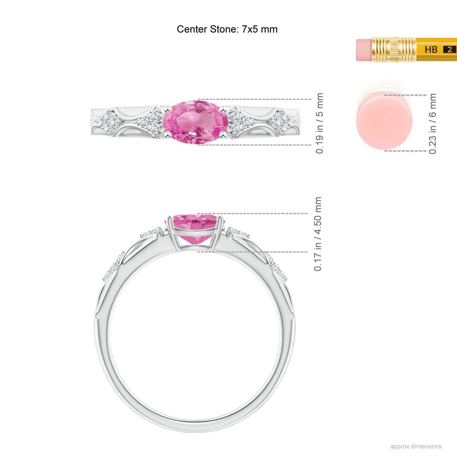 AA - Pink Sapphire / 0.89 CT / 14 KT White Gold