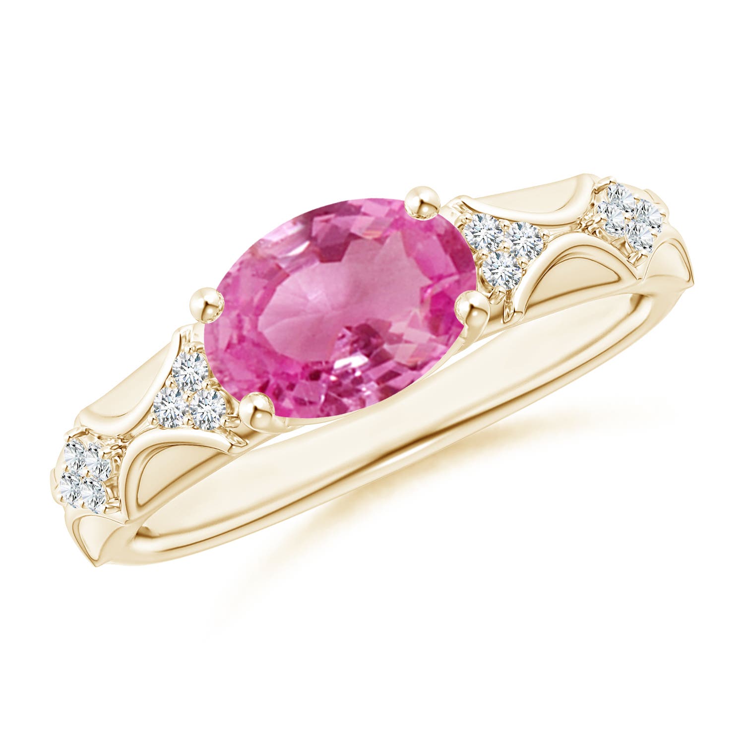 AAA - Pink Sapphire / 1.98 CT / 14 KT Yellow Gold