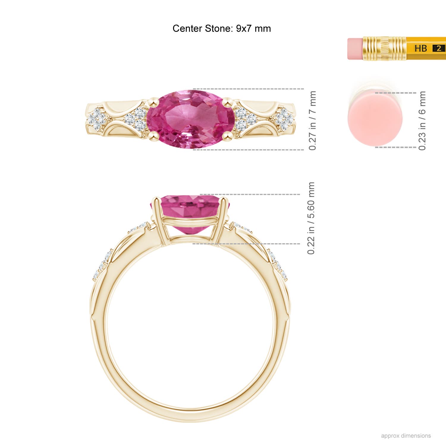 AAAA - Pink Sapphire / 1.98 CT / 14 KT Yellow Gold