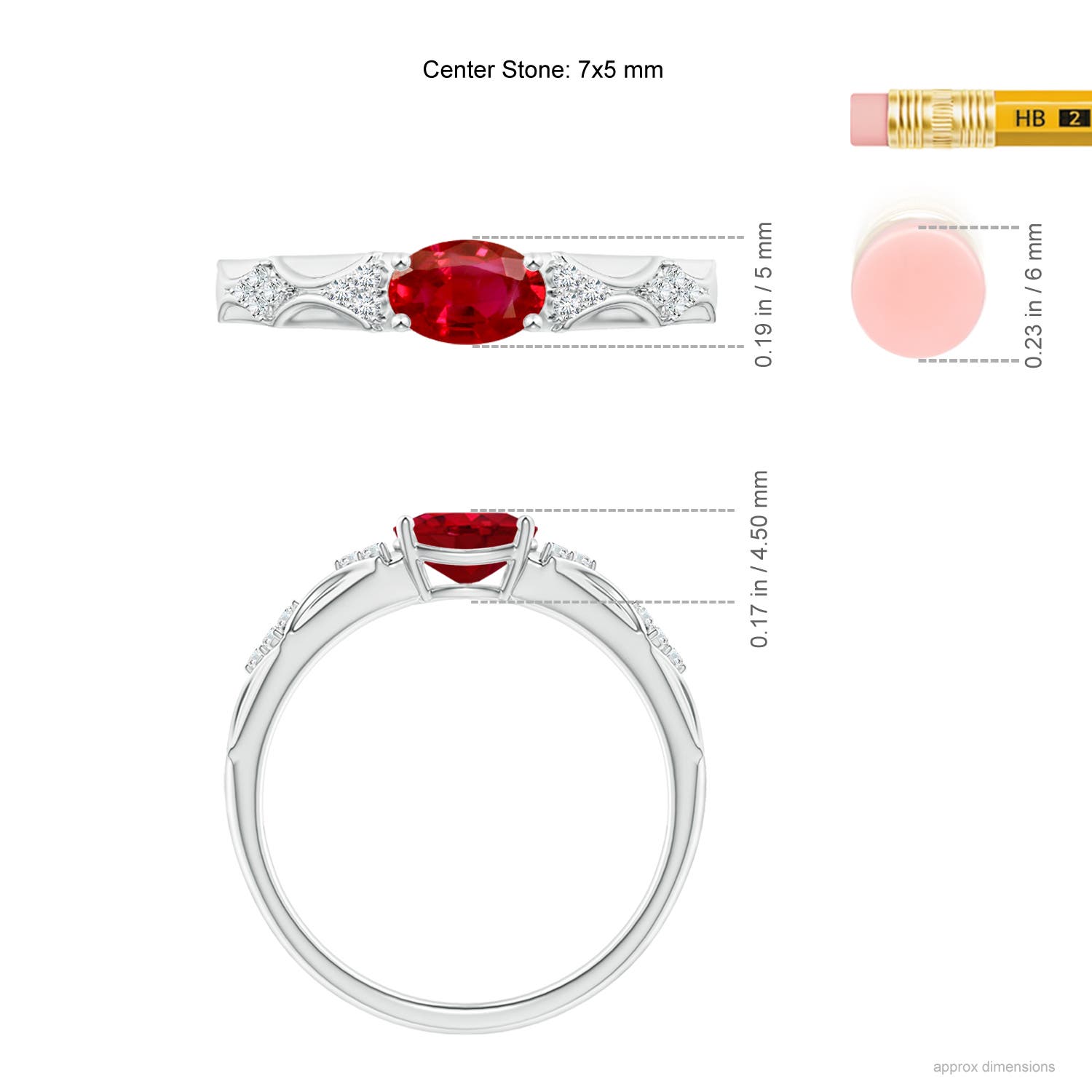 AAA - Ruby / 1.04 CT / 14 KT White Gold