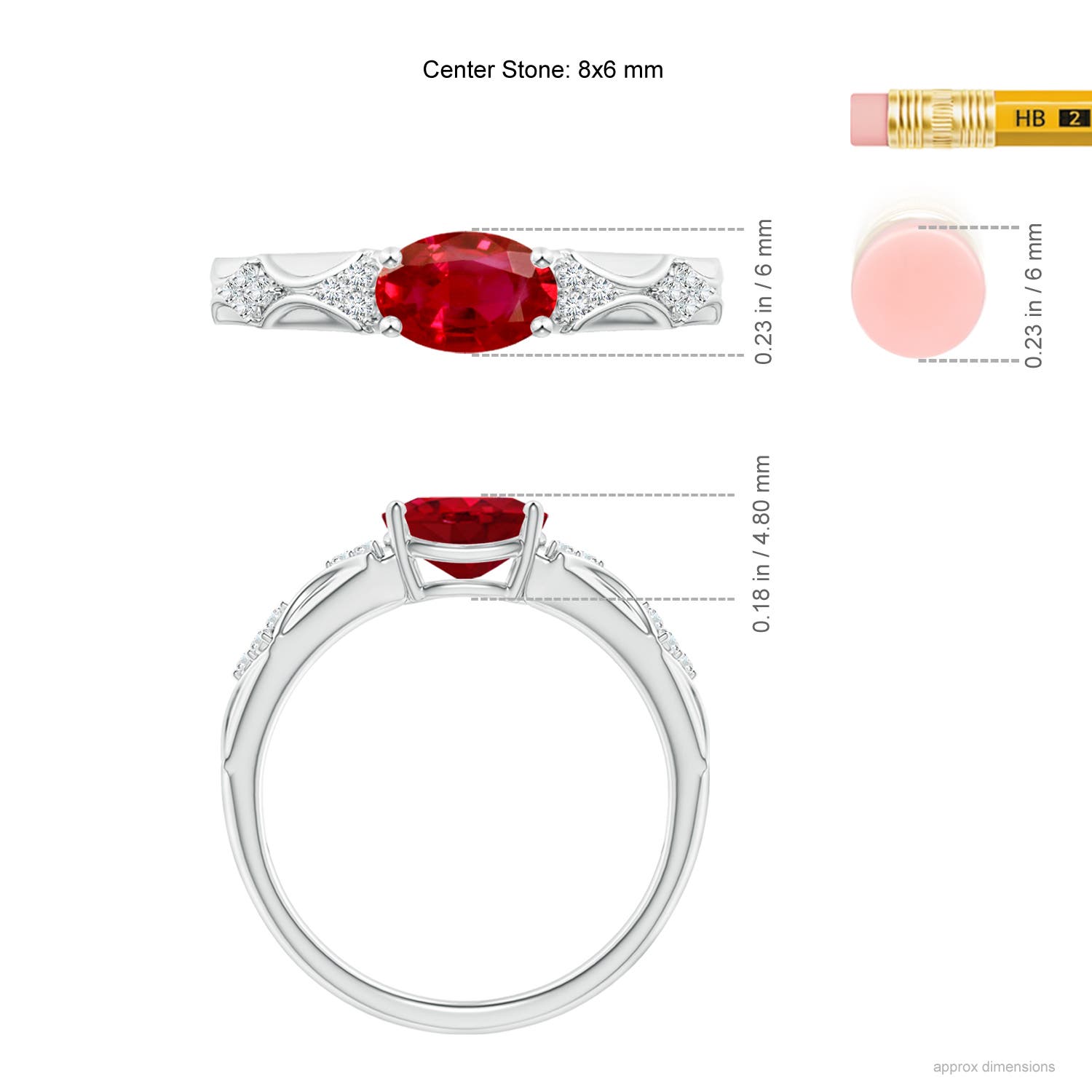 AAA - Ruby / 1.32 CT / 14 KT White Gold