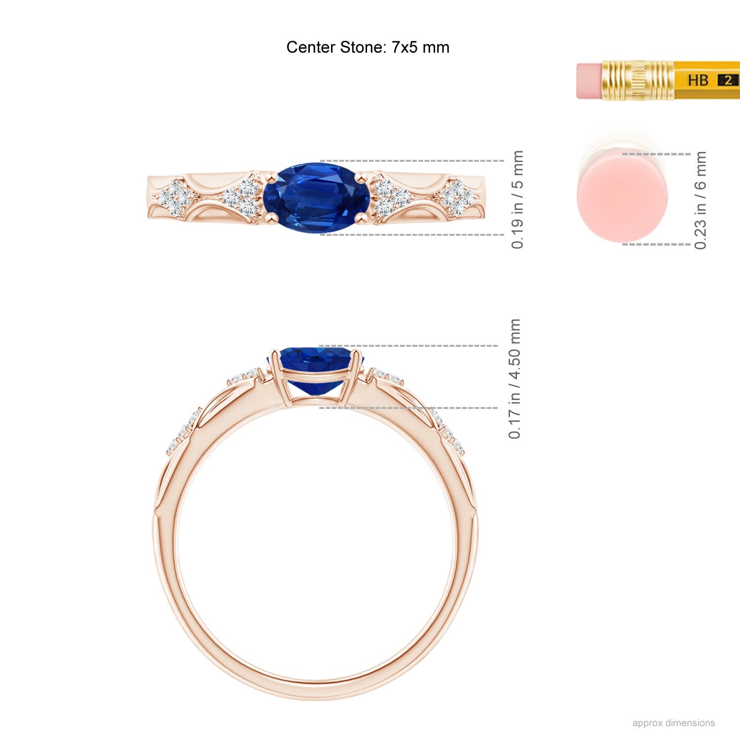 AAA - Blue Sapphire / 0.91 CT / 14 KT Rose Gold